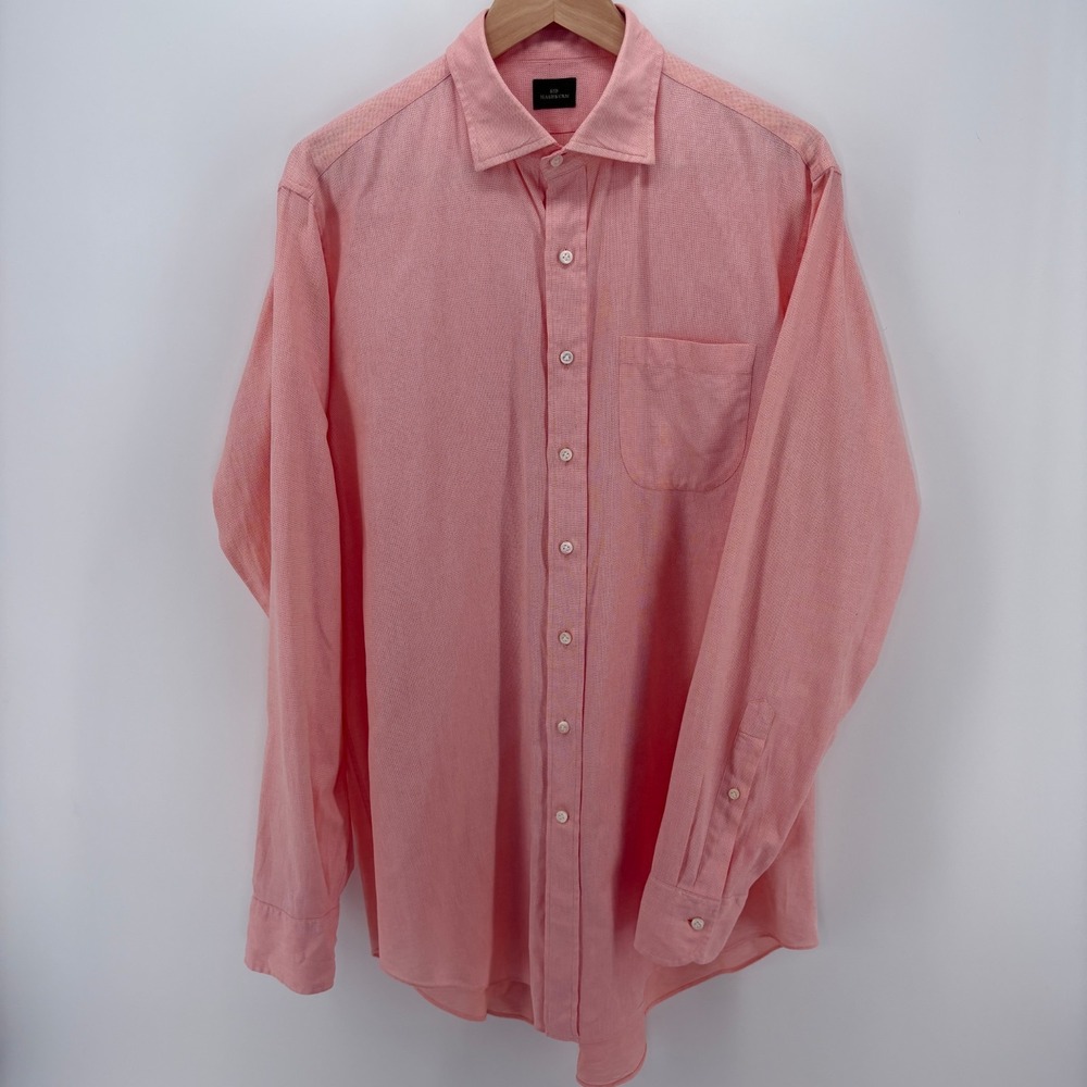 Sid Mashburn Shirt Pink Open Weave Mother of Pearl Buttons Made Italy Resortwear
